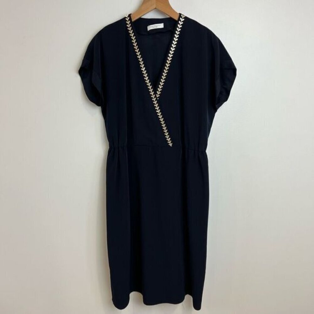 Vintage Elisa Cavaletti Club Women’s Medium Faux Wrap Gold Embellished Dress